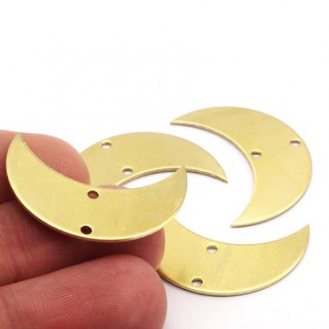 30x11mm 20ga Moon Phase Raw Brass Crescent Pendants with 2 Holes - Pack of 2