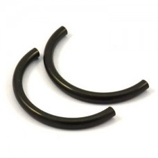 3x35mm Black Oxide Plated Brass Semi Circle Tube Beads - Pack of 2
