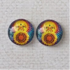 12mm Art Glass Backed Cabochons  - Symmetry Series 2 - Per Pair