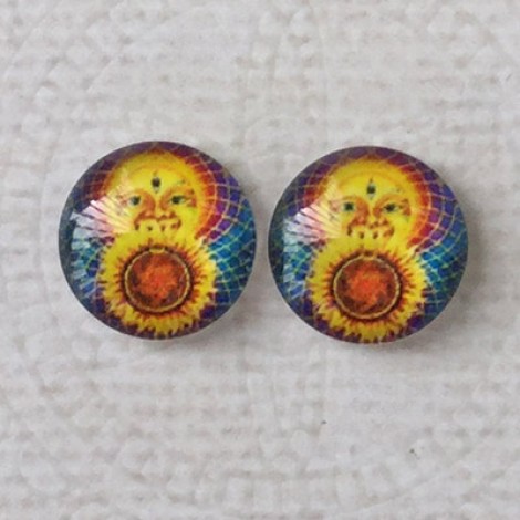 12mm Art Glass Backed Cabochons - Symmetry Series 2 - Per Pair 12mm Art Glass Backed Cabochons - Symmetry Series 2 - Per Pair