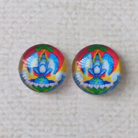 12mm Art Glass Backed Cabochons - Symmetry Series 7 - Per Pair 12mm Art Glass Backed Cabochons - Symmetry Series 7 - Per Pair