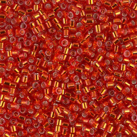 10/0 Miyuki Delica Seed Beads - Silverlined Flame Red - 7.2g