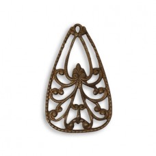 25x16mm Vintaj Natural Brass Emblazonry Filigree Drop - Pack of 2