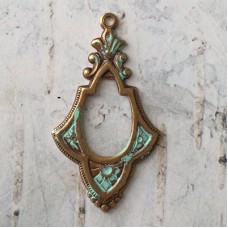 20x38mm Vintaj Patinaed Natural Brass Fanned Frame Chandelier Drops - Per Pair