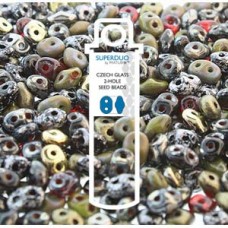 5x2mm SuperDuo Czech Beads - Granite Galaxy Mix - 24gm