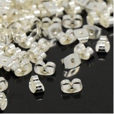 4x6x3mm Silver Plated Iron Butterfly Earring Clutches - Pack of 12 Pair