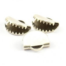 15x12.5mm Half Moon Ribbon End or Tassel Earring Crimp - Antique Silver - Pack of 2 