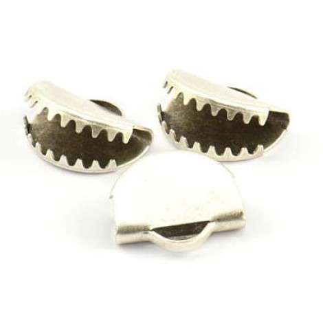 15x12.5mm Half Moon Ribbon End or Tassel Earring Crimp - Antique Silver - Pack of 2 
