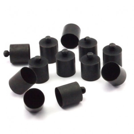 10x14mm (9.7mm ID) Black Oxide Plated Barrel Cord End Cap with Loop