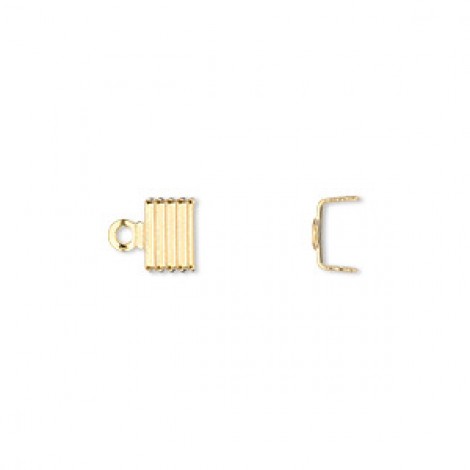 6.5x4.5mm Gold Plated Cord End Crimps - Pack of 10