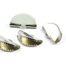 25x15mm Half Moon Ribbon End or Tassel Earring Crimp - Silver Plated - Per Pair