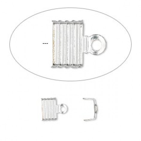 6.5x4.5mm Silver Plated Cord End Crimp - Pack of 10