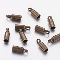 2.1mm ID Ant Brass Plated Brass Cord End Caps - Pack of 20