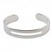 5.5in Diam Centerline Rhodium Silver Pl Stainless Steel Adjustable Beading Bracelet Cuff - 3 Rows