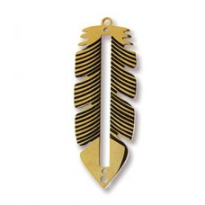 32x12mm Centerline Gold Plated Stainless Steel Feather Beading Pendant - 1 row - Each