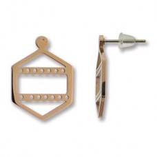 20x15mm Centerline Rose Gold Plated Stainless Steel Beading Earrings - 3 rows - Per Pair