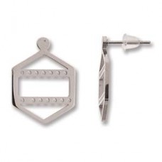 20x15mm Centerline Rhodium Plated Stainless Steel Beading Earrings - 3 rows - Per Pair