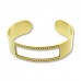 5.5in Diam Centerline Gold Pl Stainless Steel Adjustable Beading Bracelet Cuff - 7 Rows