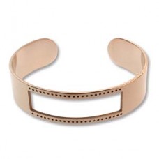 5.5in Diam Centerline Rose Gold Pl Stainless Steel Adjustable Beading Bracelet Cuff - 7 Rows - Each