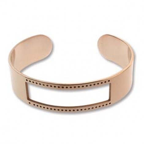 5.5in Diam Centerline Rose Gold Pl Stainless Steel Adjustable Beading Bracelet Cuff - 7 Rows