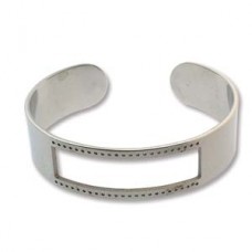 5.5in Diam Centerline Rhodium Pl Stainless Steel Adjustable Beading Bracelet Cuff - 7 Rows - Each
