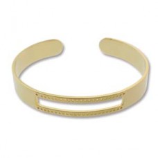8in Diam Centerline Gold Pl Stainless Steel Adjustable Beading Bracelet Cuff - 3 Rows - Each