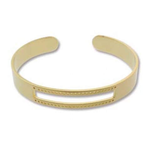 8in Diam Centerline Gold Pl Stainless Steel Adjustable Beading Bracelet Cuff - 3 Rows