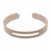 8in Diam Centerline Rose Gold Pl Stainless Steel Adjustable Beading Bracelet Cuff - 3 Rows