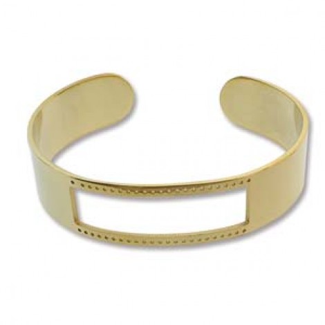 8in Diam Centerline Gold Pl Stainless Steel Adjustable Beading Bracelet Cuff - 7 Rows
