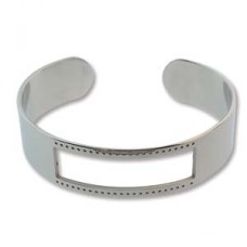8in Diam Centerline Rhodium Pl Stainless Steel Adjustable Beading Bracelet Cuff - 7 Rows - Each