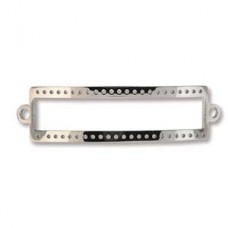 47x13mm Centerline Rhodium Plated Stainless Steel Beadable Bracelet Link Bar w-Loops - 5 rows - Each