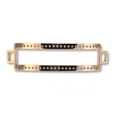 47x13mm Centerline Rose Gold Plated Stainless Steel Beadable Bracelet Link Bar w-Sq Loops - 5 rows