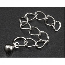 50-58mm Platinum Col Silver Necklace Extension Chain w/Drop - Pack of 10
