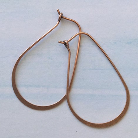 37x26mm Nunn Design Small Hoop Earwires - Antique Copper - Per Pair 37x26mm Nunn Design Small Hoop Earwires - Antique Copper - Per Pair