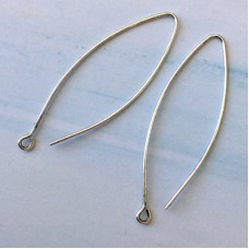 44x15.5mm 20ga Nunn Design Oval Open Long Earwires - Antique Fine Silver Plated - Pack of 2 pair