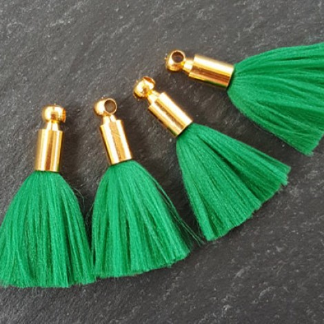 25mm Mini Emerld Green Soft Thread Tassels w-Gold Cap