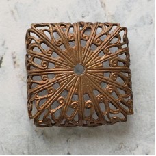 25x25mm Vintaj Natural Brass Dapped Filigree Wrap Setting - Each