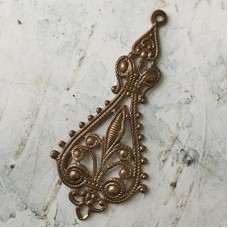 55.5x25mm Vintaj Natural Brass - Etruscan Filigree Drop - Each