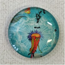 30mm Art Glass Backed Cabochons - Fairy Tale Design 2 - each