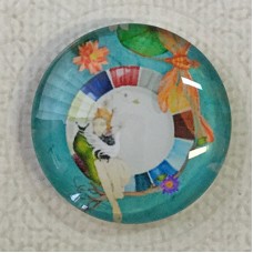 30mm Art Glass Backed Cabochons - Fairy Tale Design 6 - each