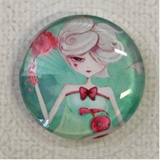 30mm Art Glass Backed Cabochons - Fairy Tale Design 7 - each
