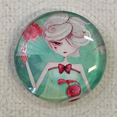 30mm Art Glass Backed Cabochons - Fairy Tale Design 7 - each 30mm Art Glass Backed Cabochons - Fairy Tale Design 7 - each