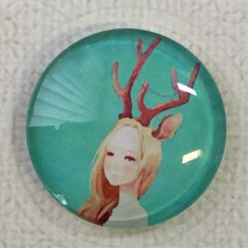 30mm Art Glass Backed Cabochons - Fairy Tale Design 8 - each