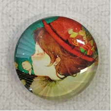 30mm Art Glass Backed Cabochons - Fairy Tale Design 9 - each