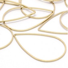 38x25x1mm Raw Brass Drop Connectors - Pack of 4