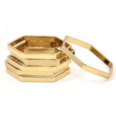 22mm Gold Plated Brass Hexagon Link Ring-Charms