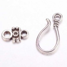 11x24mm Tibetan Silver Hook & Eye Clasps - Pack of 4