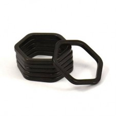 22x2x2mm Black Oxidised Brass Hexagon Link Ring-Charms - Pack of 4