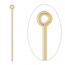 40mm (1.5") 21ga Eye Pins - Gold Plated - Pack of 20