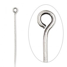 40mm (1.5") 21ga Eye Pins - White (Im Rhodium) Plated - Pack of 50